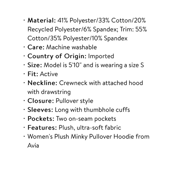 Avia Women’s Plush Hooded Sweatshirt- Size XS - Picture 6 of 6